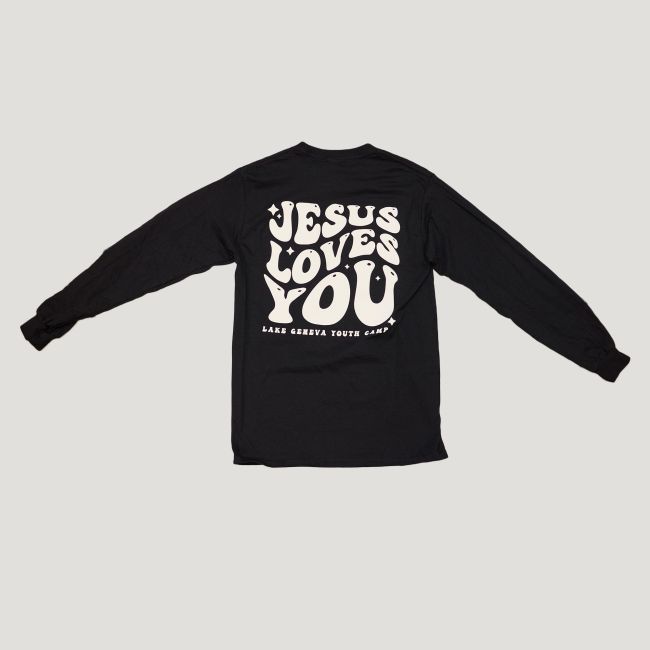 Jesus Loves You, Long Sleeved Black T-Shirt | Lake Geneva Ministries